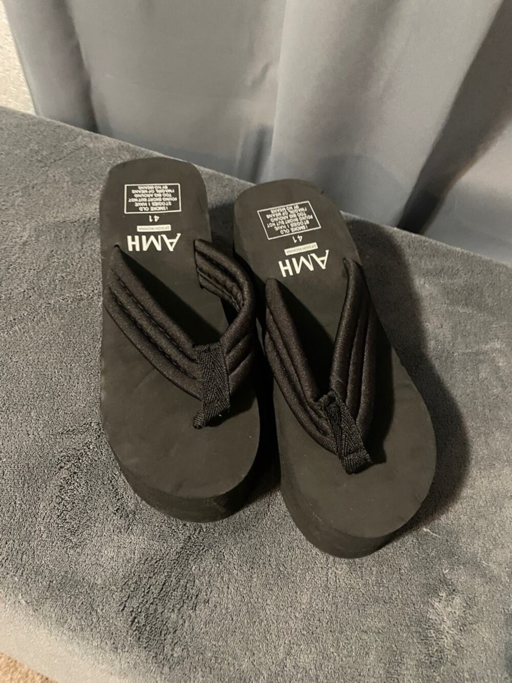 Black Women's Platform Flip Flop Sandals